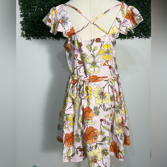 BOG Collective Lottie & Holly Floral Mini Dress Blush Pink Rust Fit N Flare Med‎ - Picture 4 of 12